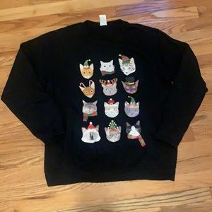 Black Christmas Cats Sweatshirt - Large